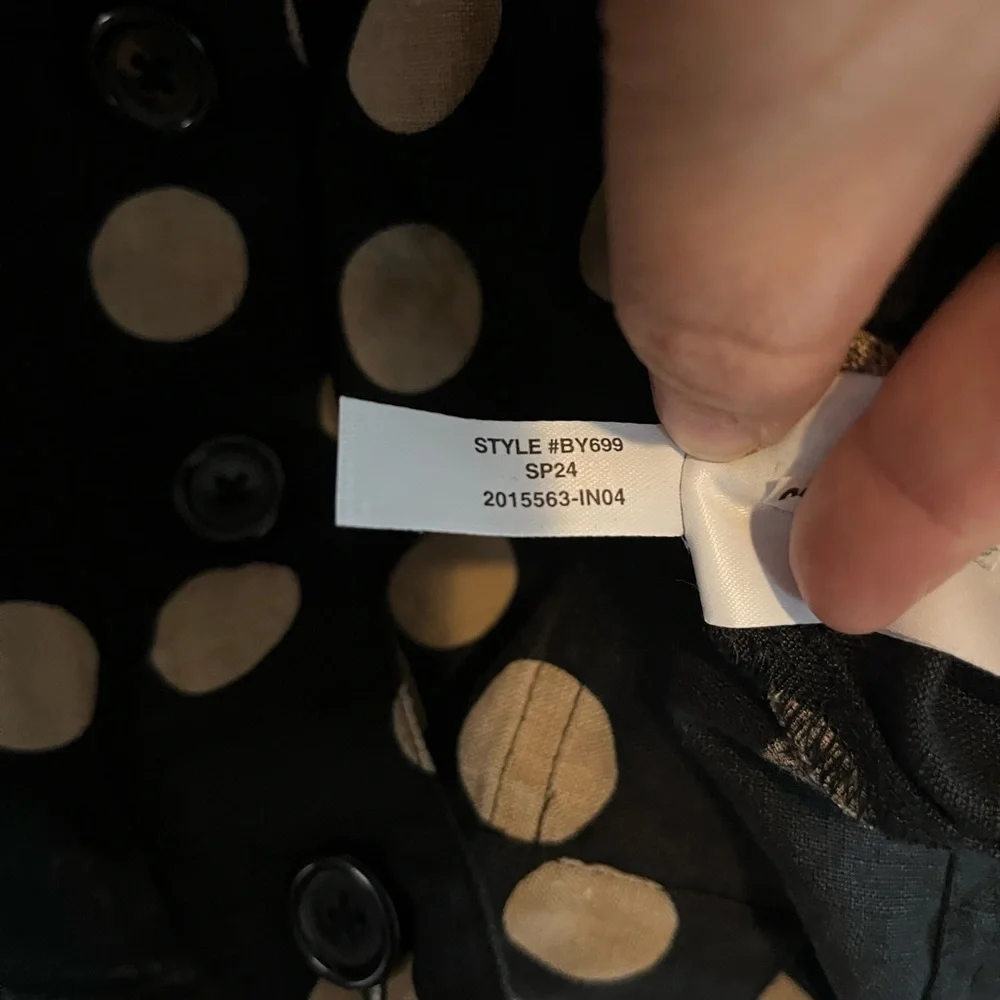 J Crew Women's Square Neck Long Sleeves Button Linen Blouse Polka Dot Medium - Picture 6 of 7